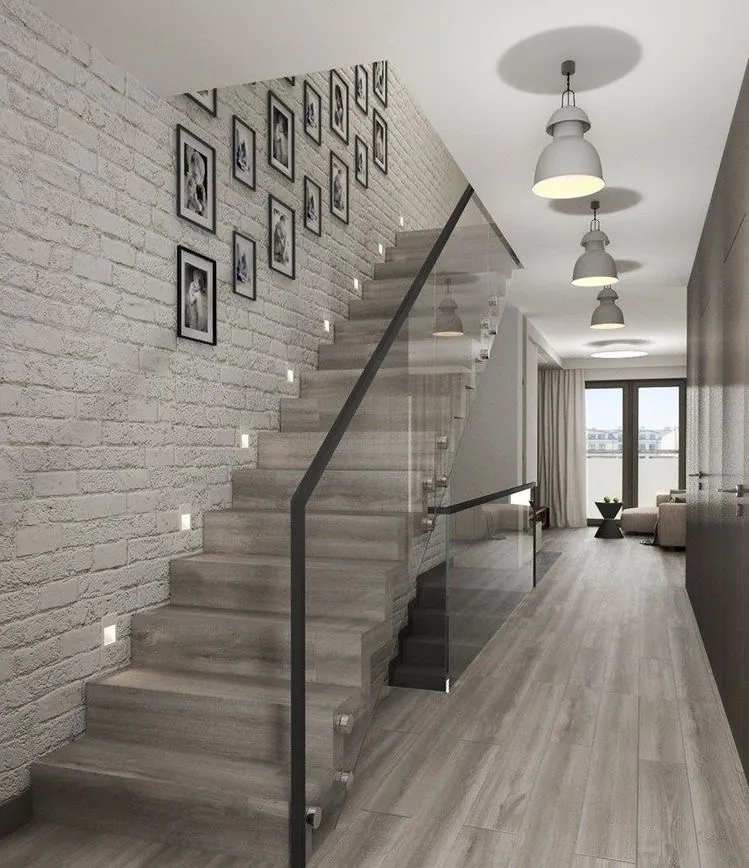 Elegant stairway with spotlight