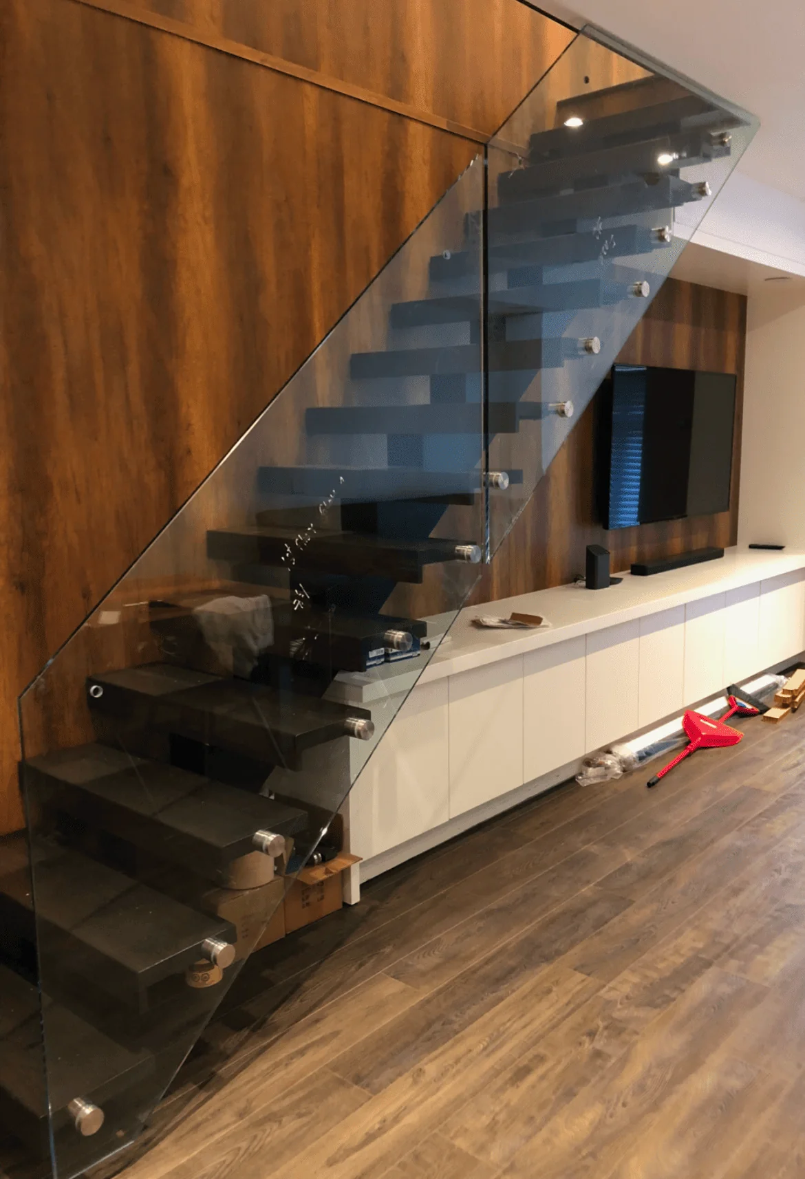 floating stairs near wall